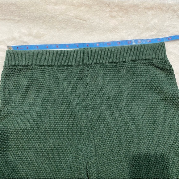 (L) Free People Hailee Waffle Knit Pants Green Cotton Large Wide Leg High Rise - Picture 3 of 9